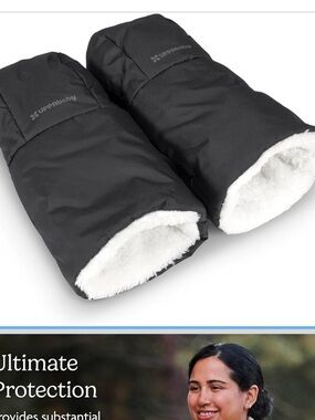 UPPAbaby Cozy Handmuff Black Stroller Hand Muff with White Faux Fur Lining